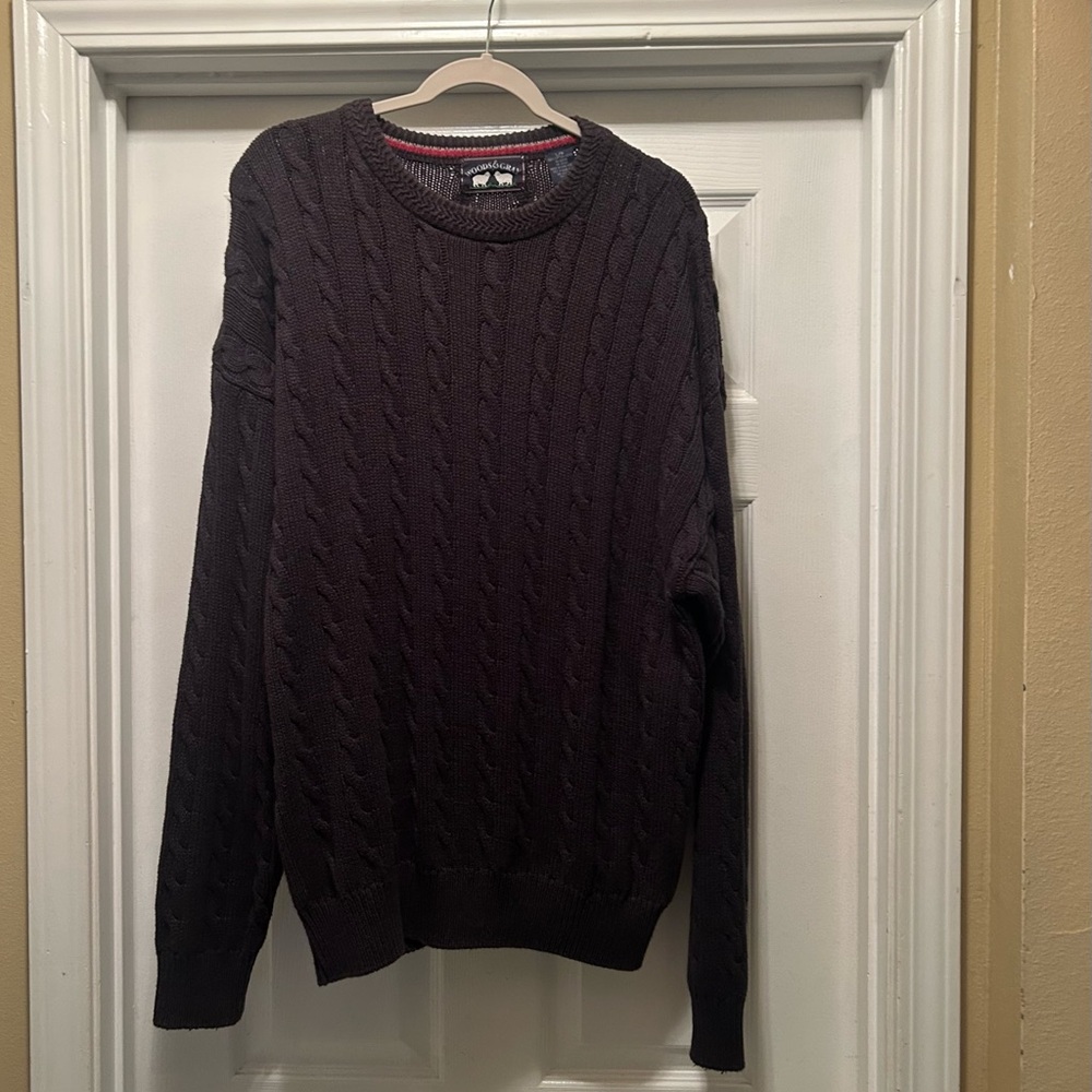 Men's Cable Knit Sweater - Charcoal Gray